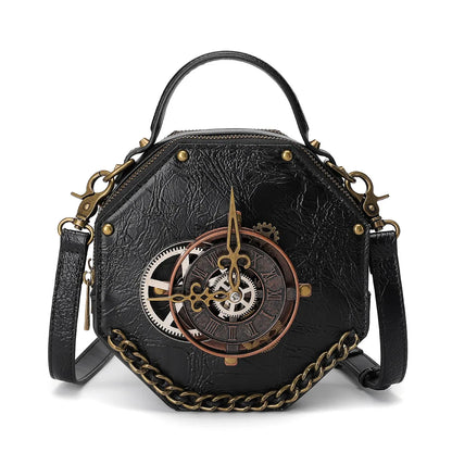 Sac à bandoulière gothique en cuir pour femme, sac à bandoulière Steampunk, sac à bandoulière vintage pour femme, sac à poignée supérieure à rivets