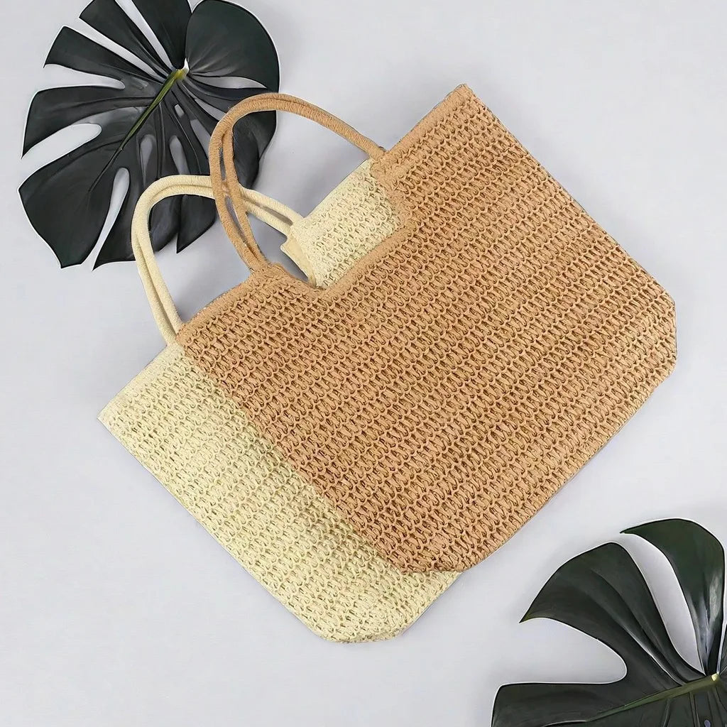 Bolso de mano para mujer de gran capacidad tejido con hierba, bolso bandolera, bolso de playa de moda y popular, bolso de diseñador