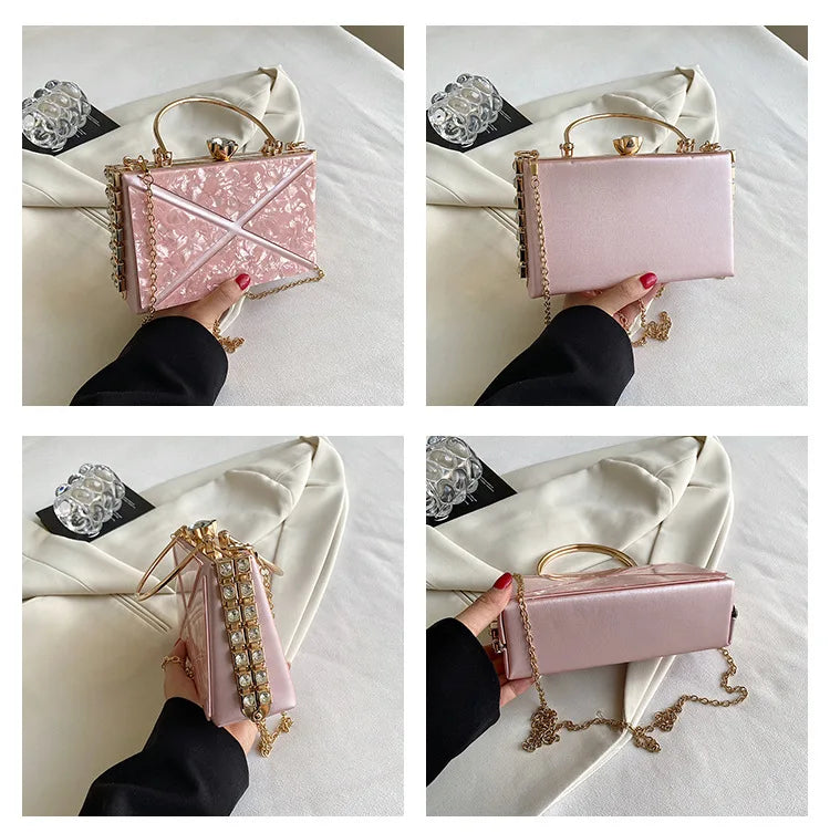 Bolso de cena de acrílico para mujer, bolso bandolera tipo caja, bolso de noche para mujer