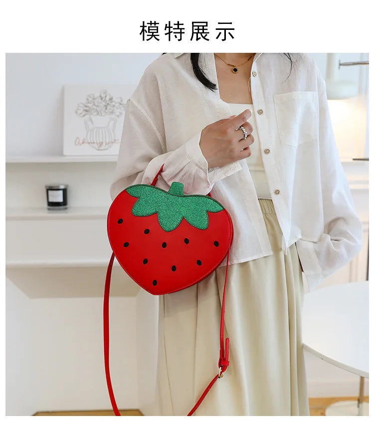 Cute Strawberry Bag For Women Funny Fruit Shape Handbag Women's Small Shoulder Bag Crossbody Bag