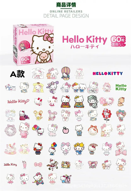 63Pcs Sanrio Hello Kitty Kuromi Cinnamoroll Pochacco Stickers for Kids Girls DIY Laptop Phone Diary Cute Cartoon Sanrio Sticker