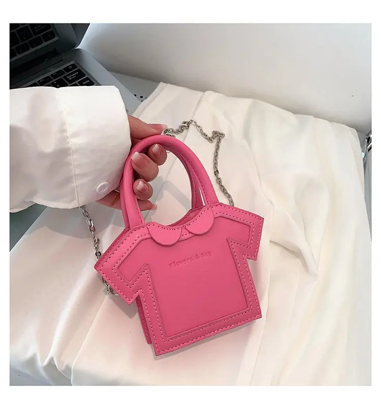 Bolso de hombro pequeño para mujer, bolso con forma de ropa para niñas, mini bolso cruzado con cadena estilo camiseta, bolso portátil de verano para teléfono