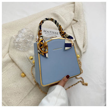 Silk scarf women's small square bag new fashion box bag brand retro chain handbag shoulder messenger bag