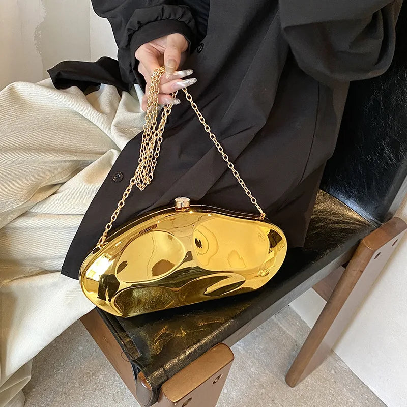 Bolso de hombro de acrílico para mujer, bolso bandolera dorado y plateado para mujer, bolso de cena creativo