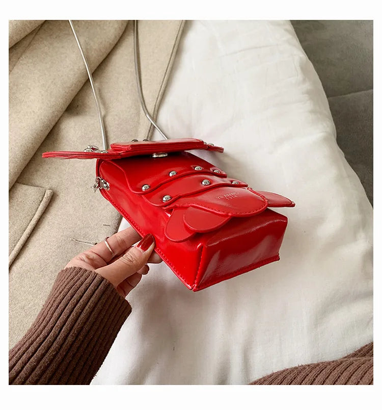 Funny Crayfish Shape Pu Shoulder Bag For Women Summer Red Phone Bag Girls' Chain Small Crossbody Bag