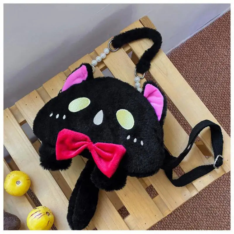 2024 Nuevo bolso de hombro de gato de peluche Lindo bolso de mano pequeño Bolso de mano de diseño de dibujos animados para mujer Elegante bolso cruzado Monedero