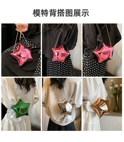 Fashion Acrylic Five Pointed Star Crossbody Bag for Women Candy Color Box Shoulder Bags Cute Funny Chains Small Female Purses