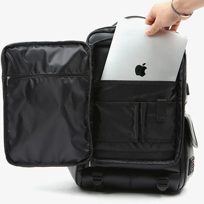 2023 nouveau sac à dos étanche en cuir PU grande capacité avec ordinateur 17 pouces interface USB sac à dos sac de voyage grande capacité