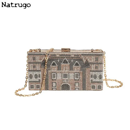 Diamond dinner bag handbag party wedding clip evening bag female chains box shoulder crossbody bag sequin Clutch