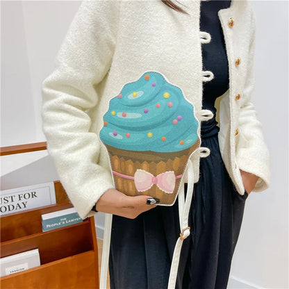 Bolsos de hombro para niñas, monedero con estampado de helado, bonito monedero con cremallera para niños, monedero, tarjetero, bolsos tipo mensajero, novedad de 2024