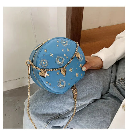 Fashion Starry Sky Round Bags Women Crossbody Bag Luxury Chain Circular Shoulder Bag Lady Small Embroidery Women's Handbag