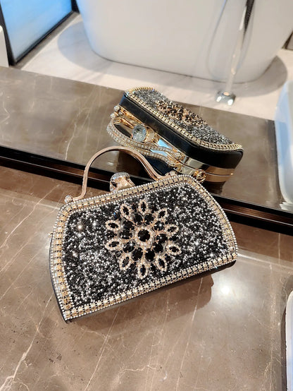 Bolso de noche de lujo para mujer, bolso de mano brillante con diamantes de imitación, bolso de banquete, bolso de mano de alta calidad