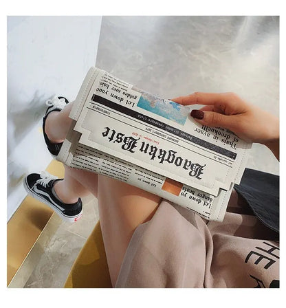 Newspapers modeling day clutch bags letter envelope bag casual shoulder bag purse evening bags with clothing wallet