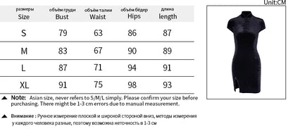 Goth Dark Women Dress Cheongsam Chinese Style Skinny Mini Dress Streetwear Sexy Vintage Haraiuku Summer Women Clothing Slim 2023