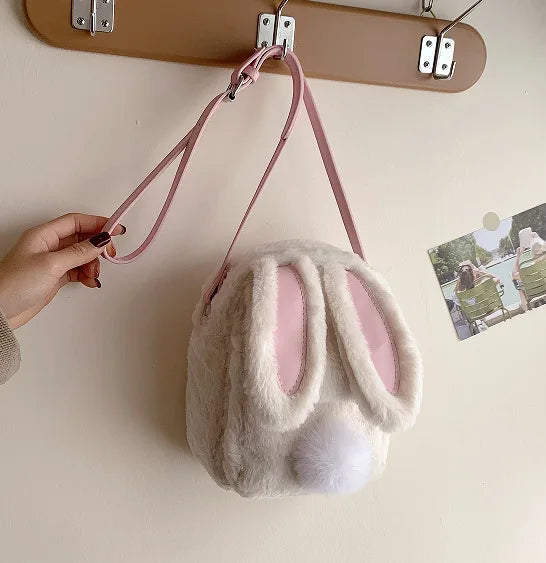 Plush Rabbit Single Shoulder Bag Doll Crossbody Bag For Girls 2024 New Cute Small Coin Wallet Phone Bag Toys For Children