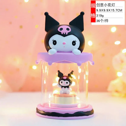 Sanrio Kuromi Cinnamonroll Moon Veilleuse LED Kawaii 3D Dessin Animé Ornement Mignon Beauté Chambre Veilleuse Lampe De Chevet Décor