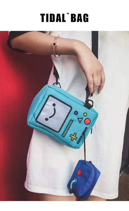 Cute Game Console Design Canvas Crossbody Bag Funny Women Shoulder Bags Chic Robert Small Purses for Girls Casual Phone Bag 2022