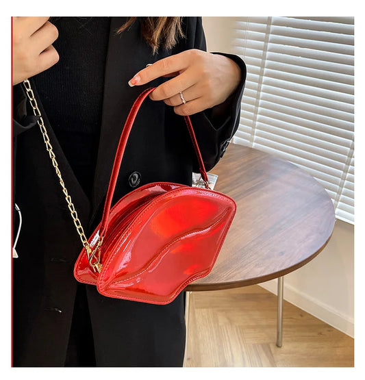 Bolso de hombro con personalidad de moda y labios grandes, estilo divertido, para niñas y mujeres, lindo bolso de hombro rojo, bolso cruzado