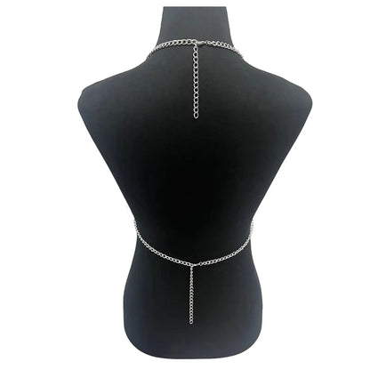 2024 Été Loisirs Dos Nu Vêtements Pour Femmes Y2K Crop Top Élégant Vêtements De Plage Chaîne De Corps Bijoux Style Punk Pierres Précieuses Réservoirs