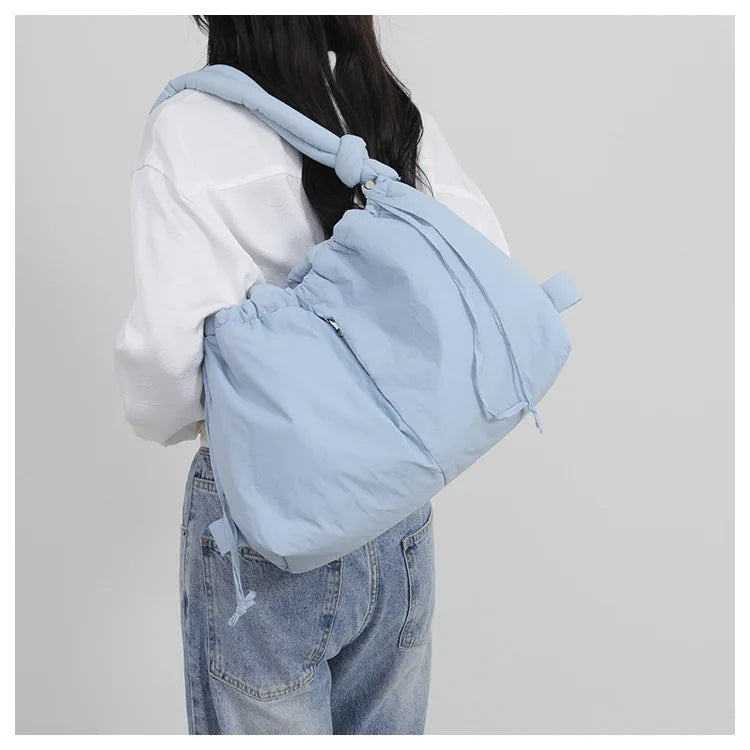 Fashion Large Capacity Puffer Tote Bag Designer Padded Women Handbag Nylon Knotted Strap Shoulder Crossbody Bag Big Shopper Bags