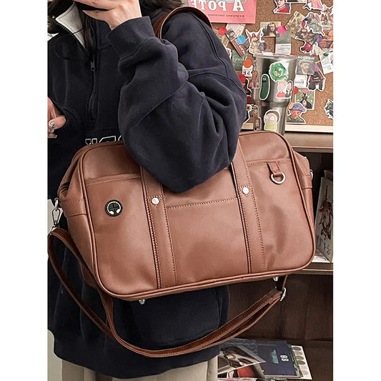 Bolso de uniforme JK de estilo japonés para mujer, bolso de hombro de piel sintética de diseño original para chicas adolescentes, bolsos cruzados universitarios, bolso de mano