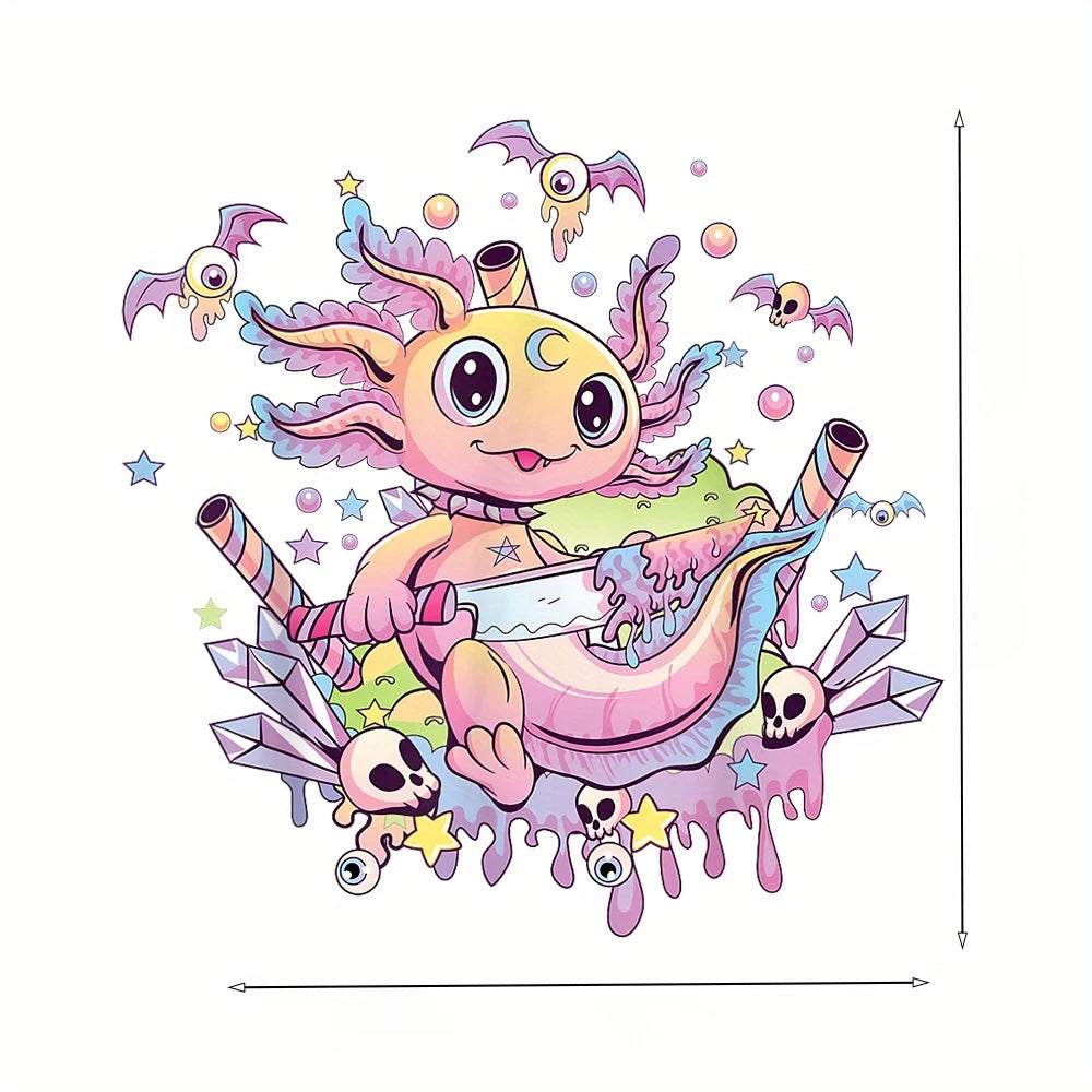 Space Axolotl Cartoon Printed Women T-shirts Summer Round Neck Short Sleeved T-shirt Female Tops Tees Clothing