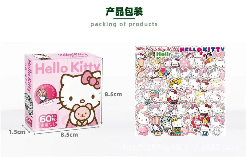 63Pcs Sanrio Hello Kitty Kuromi Cinnamoroll Pochacco Stickers for Kids Girls DIY Laptop Phone Diary Cute Cartoon Sanrio Sticker