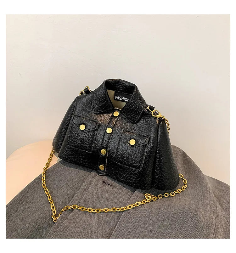 Bolso de mujer con forma de ropa, bolso de hombro con remaches, bolso cruzado de moda, bolso cuadrado pequeño, bolso de mano de cuero sintético