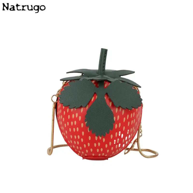 Lindo bolso de hombro con fresas, bolso cruzado con cadena pequeña para mujer, lindo bolso para teléfono