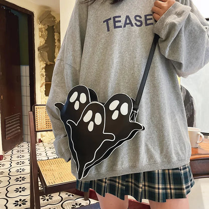 Halloween Purse Funny Ghost Shaped Shoulder Bag for Yong Girls Crossbody Bag Leather Bag