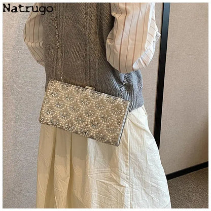 Bolso de noche con diamantes de imitación de moda, bolso de hombro con cadena para mujer, bolso cruzado cuadrado pequeño, bolso de mano con perlas de alta calidad