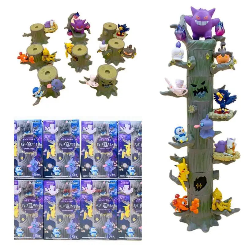 Figurine Pokémon en forme de souche d'arbre, jouet d'Halloween, Gengar, monstre de poche, Pikachu, forêt, figurine d'action, modèle animé, jouet pour enfant, cadeau