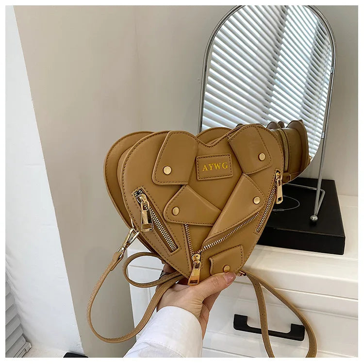 Motorcycle Style Clothes Shape Crossbody Bag Spice Girl Style Shoulder Bag Women Heart Shape Handbag Love Messenger Bag