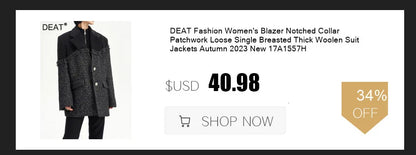 DEAT Fashion Blazer à col châle pour femme, manches longues, strass, double boutonnage, veste ample, nouvelle tendance automne 2024, 7AB1584