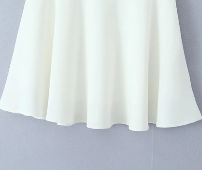 Suninheart 2024 White Sweet Skirt Bow High Waist A-lined Swing Mini Umbrella Skirt Short Skater Skirts Women's Clothing