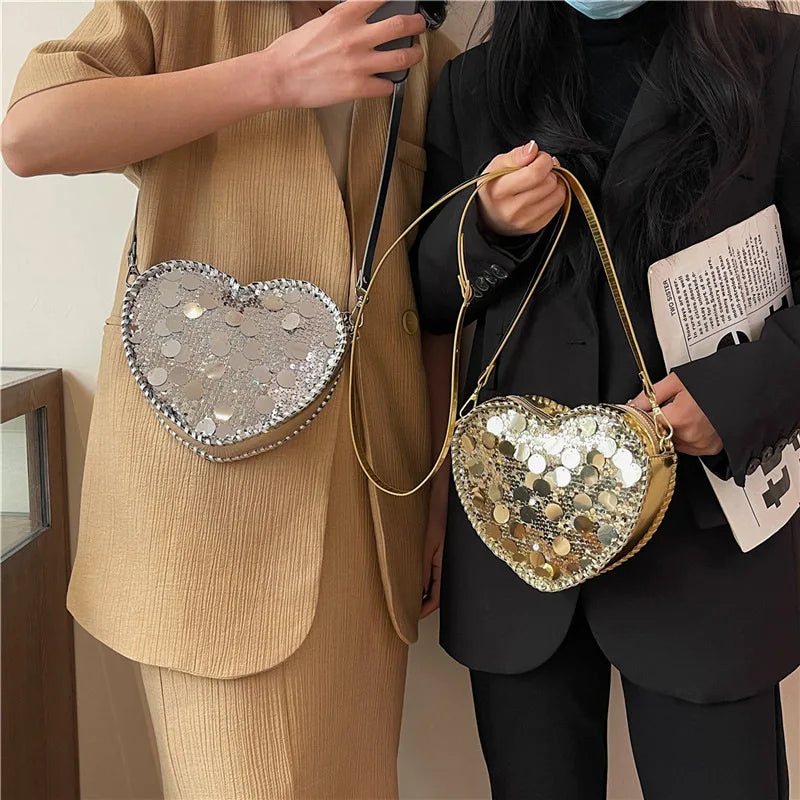 Sequin Love Bag 2024 New Fashion Style Women's Crossbody Banquet Bag Women Small Shoudler Bag