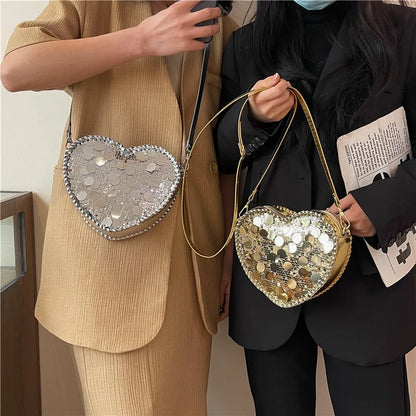 Sequin Love Bag 2024 New Fashion Style Women's Crossbody Banquet Bag Women Small Shoudler Bag