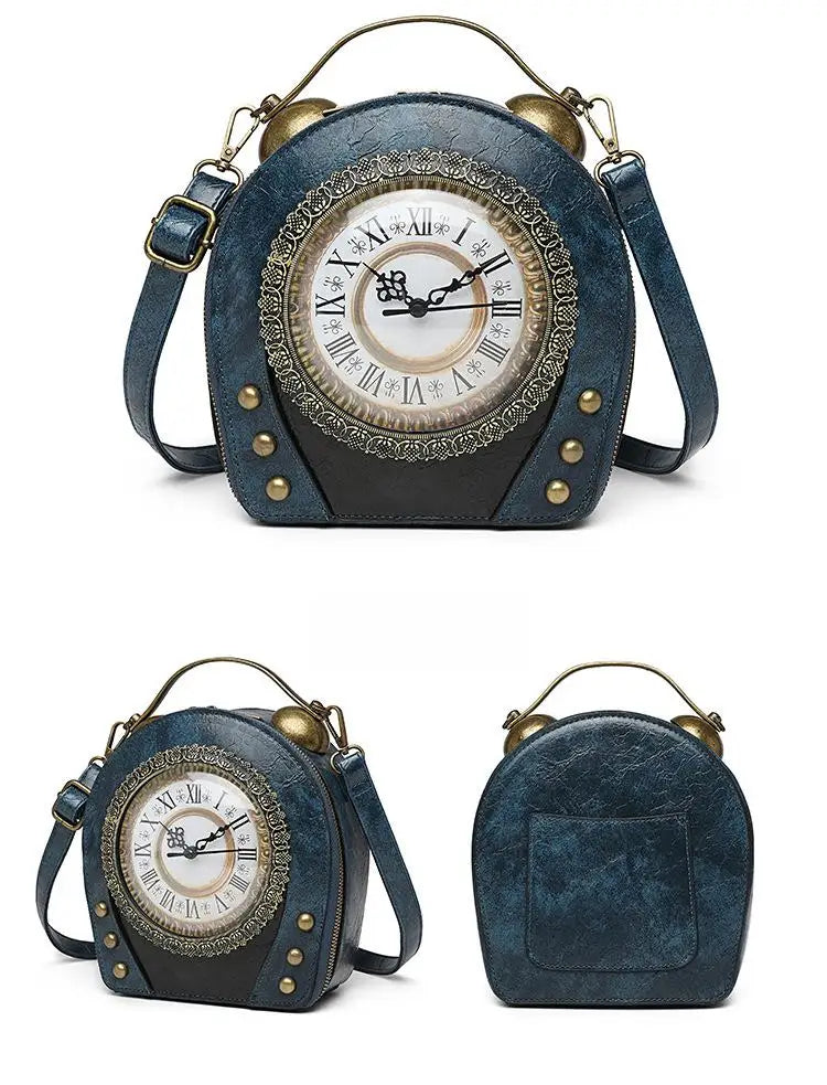 Style Bag female retro portable handbag No. 5 battery walkable clock female bag can be shoulder messenger PU bag