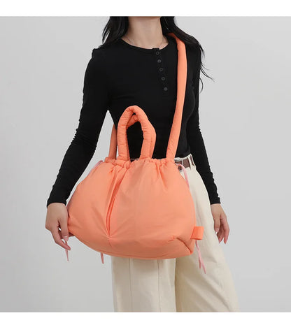 Fashion Large Capacity Puffer Tote Bag Designer Padded Women Handbag Nylon Knotted Strap Shoulder Crossbody Bag Big Shopper Bags