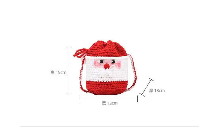 Bolso de punto de Papá Noel para mujer, bonito bolso cruzado de dibujos animados, mini bolso de mano de ganchillo, novedoso bolso navideño