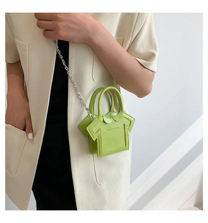 Bolso de hombro pequeño para mujer, bolso con forma de ropa para niñas, mini bolso cruzado con cadena estilo camiseta, bolso portátil de verano para teléfono