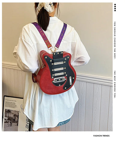 Sacs à bandoulière créatifs en forme de guitare pour femmes, sac à bandoulière fantaisie, sac fantaisie amusant, sac à bandoulière décontracté en PU de style Y2K 2024