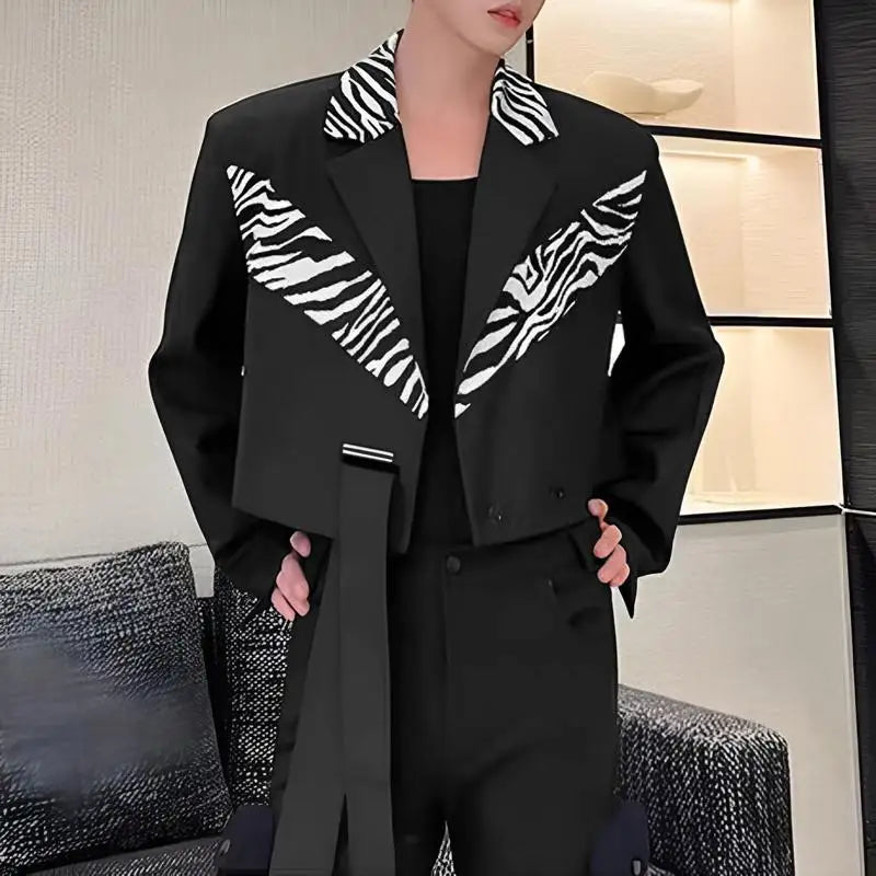 2023 Men Blazer Lapel Long Sleeve Patchwork Button Casual Suits Streetwear Korean Style Fashion Male Crop Coats S-5XL INCERUN