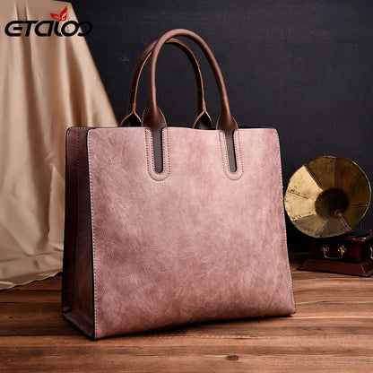 Women Handbag Top-handle Tote Elegant Lady Solid Contract Shoulder Bags Classic Casual Bags 2024 High Quality PU Leather Fashion