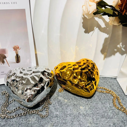 Acrylic Silver Mini Love Alien Meteorite Box Shell Bag Banquet Key Lipstick Chain Crossbody Bag Mini Cute Purses and Handbags