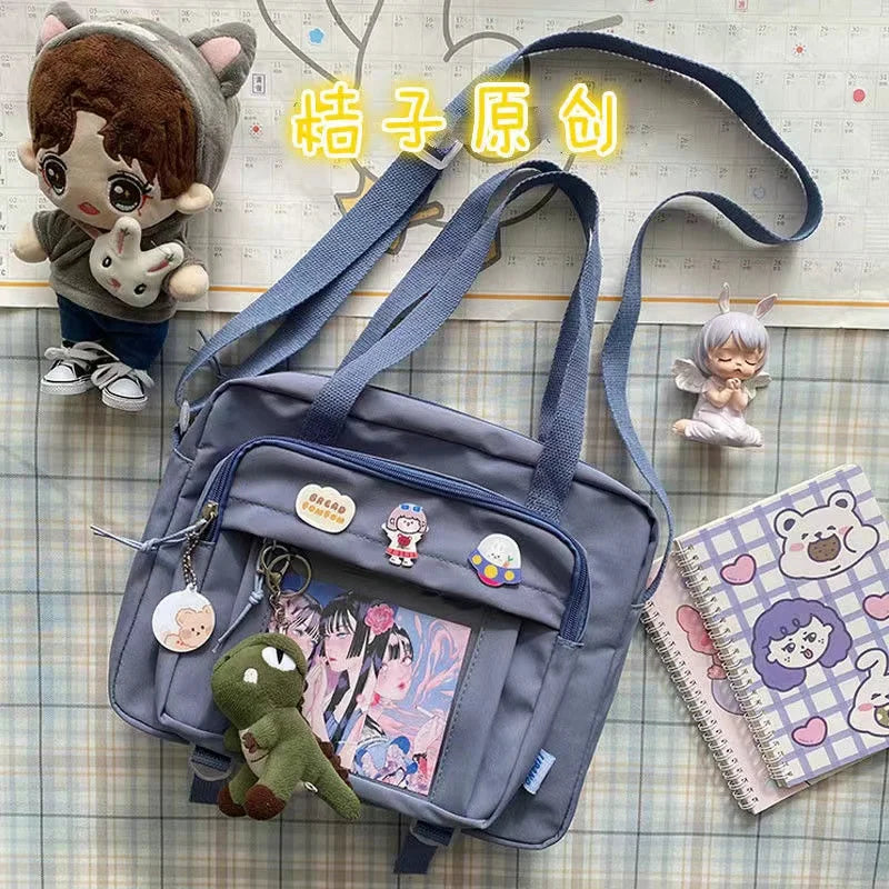 Bolso de escuela secundaria japonés para niñas, bolso transparente, bolso de hombro, bolso de mano, bolso de mano, bolso de mano grande tipo bandolera, bolso de mano para mujer