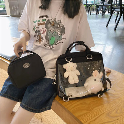 Japanese High School Girls JK Bag For Women PVC Transparent Bag Itabag Second Element 2PCS Handbags Backpacks Tote Bag ita bag