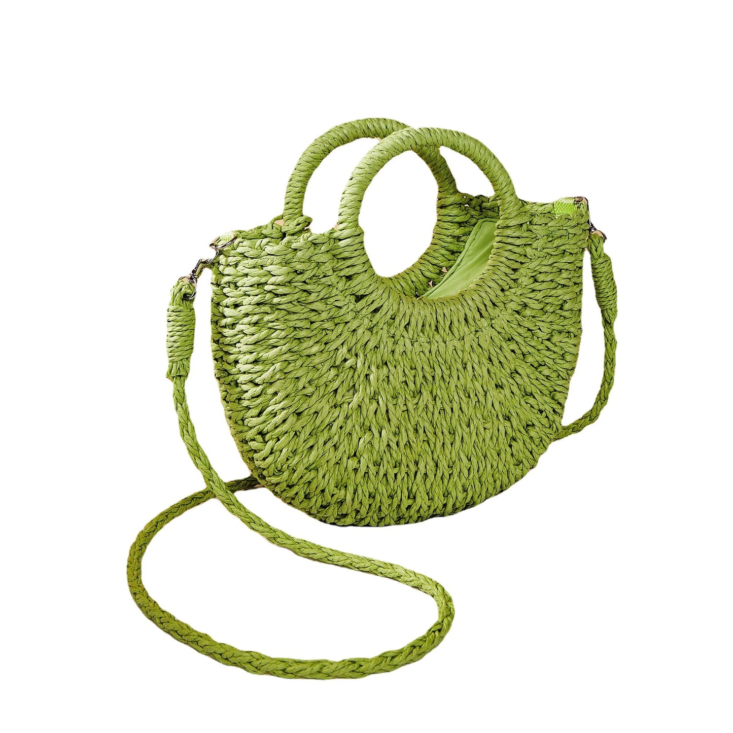 Bolso de paja estilo canasta de color caramelo informal, tejido con cuerda, para mujer, hecho a mano, para playa, para verano, pequeño, para vacaciones, 2024