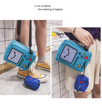 Cute Game Console Design Canvas Crossbody Bag Funny Women Shoulder Bags Chic Robert Small Purses for Girls Casual Phone Bag 2022