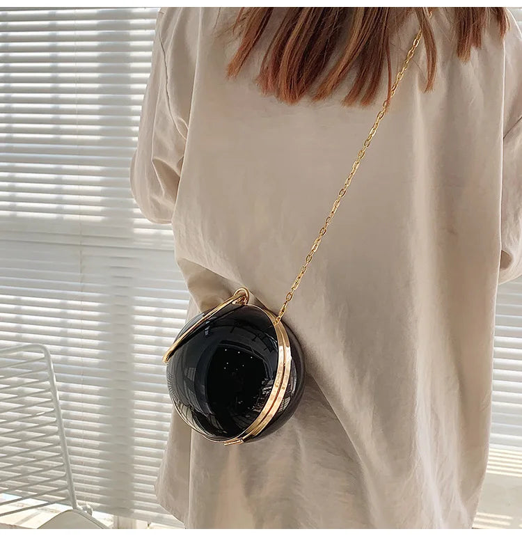 New Acrylic Chain Shoulder Bag Women Handbag Fashion Ball Shape Crossbody Bag Evening Bag